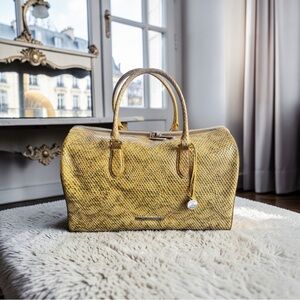 Brahmin Spencer Weekender Duffle Bag in Yellow Assorted Genuine Leather.NWT